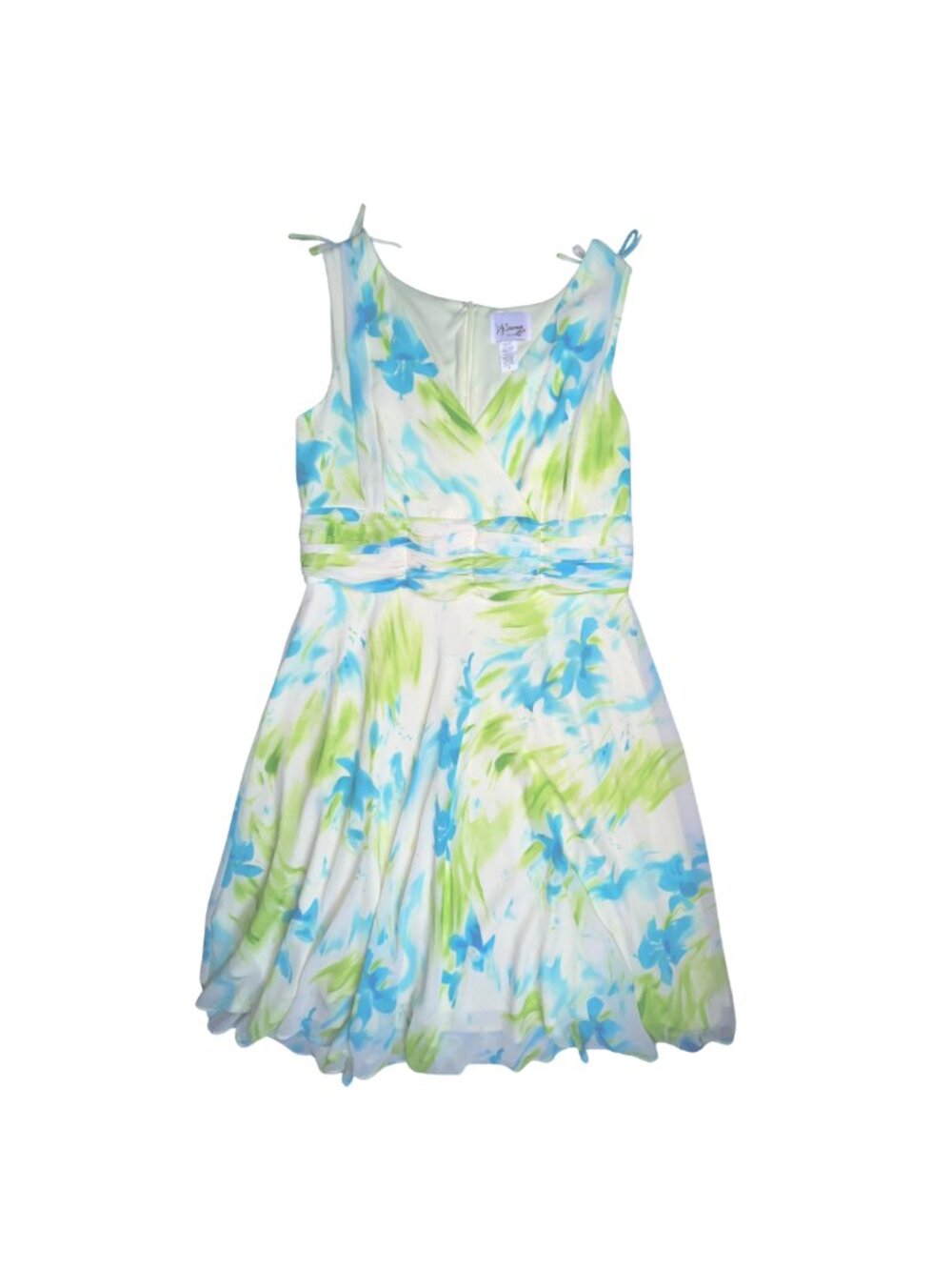 D.J. Simmons Blue Green Floral Sleeveless Midi Dress Women's Size 18